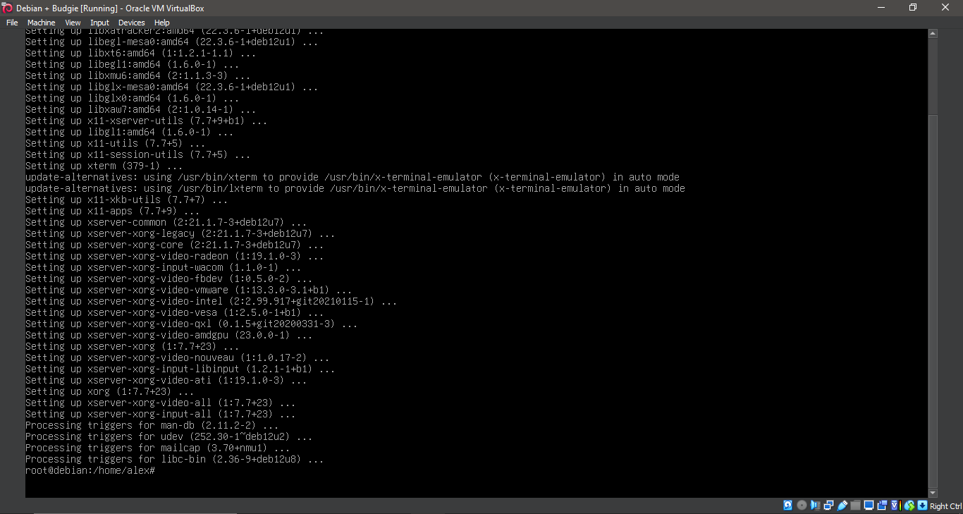 Running 'apt install xorg'